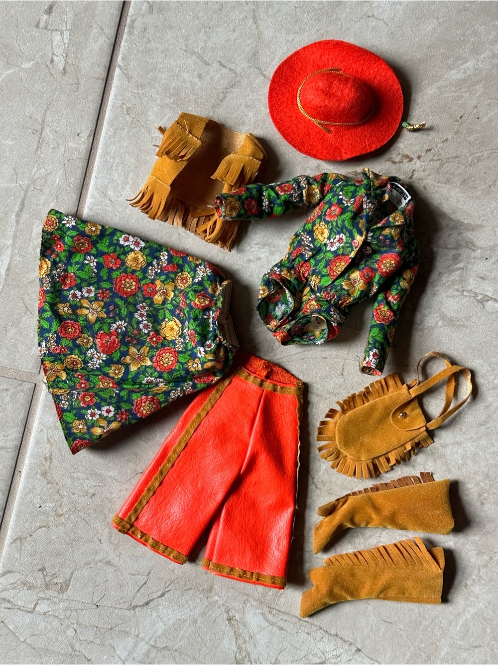 Barbie Vintage Gaucho Outfit Complete Set suede boots best purse 1971 cowgirl